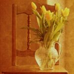 tulip bouquet on chair